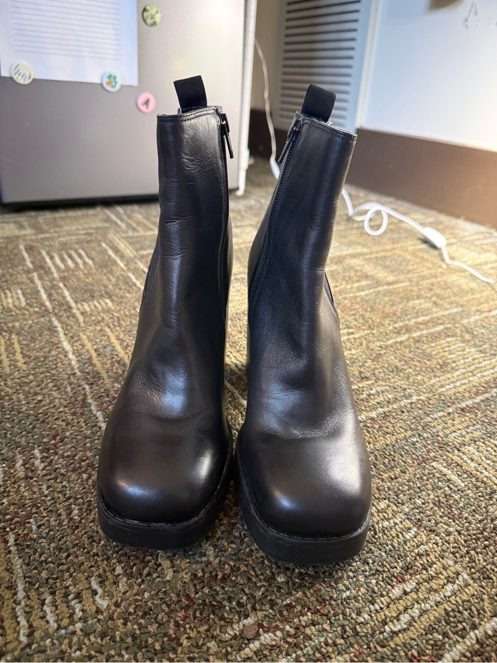 Women's Black Leather Zip-Up Ankle Boots